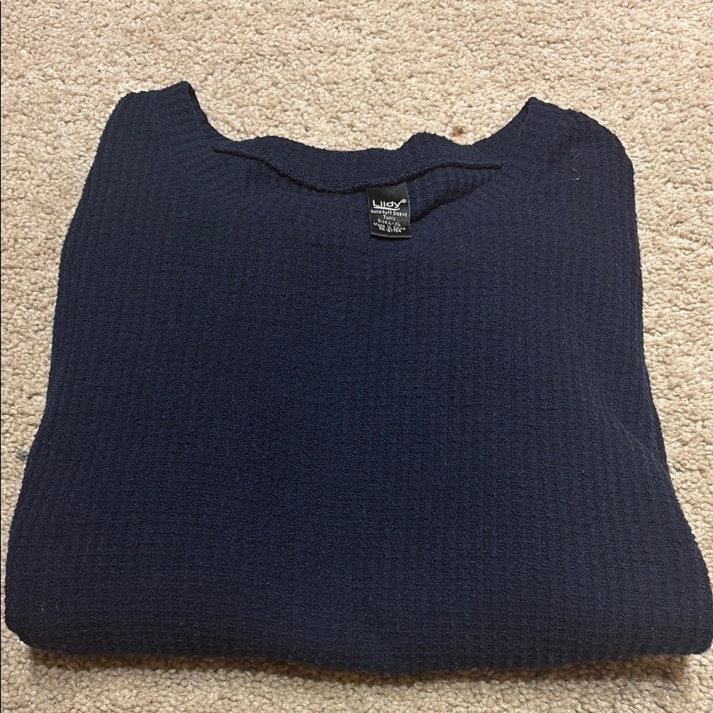 L.L. Bean Blue Crewneck Sweater Classic Knit Casual